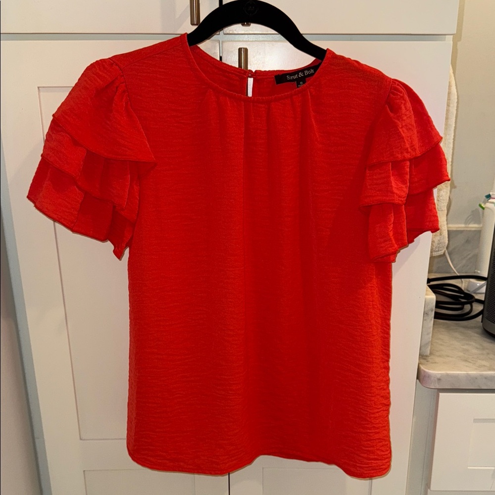 Scarlet Ruffle Sleeve Blouse